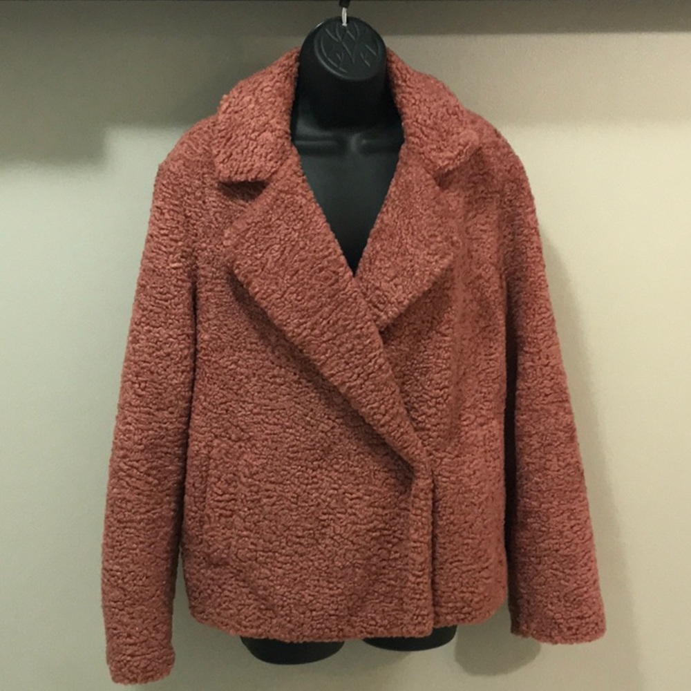 Lauren Conrad Pink Faux Fur Jacket Size M